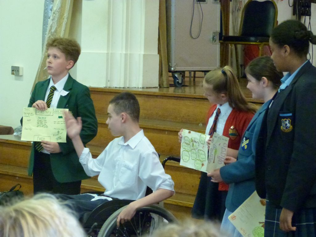 Participants presenting group work at the conclusion of the event